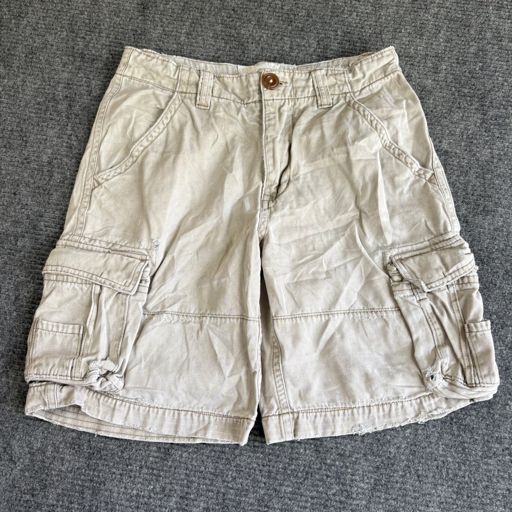 No Boundaries Mens Cargo Shorts Size 34 Sand Khaki Cotton Distressed NB18B060